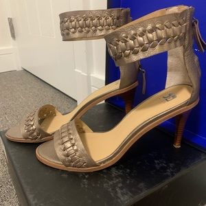 Joe’s gold/bronze ankle strap heels